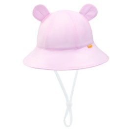 POMIJIAN Baby Sun Hat Girls UPF 50+ Beach Kids Hats Boys Wide Brim Cute Toddler Bucket Hat Floppy Infant Sun Hats (US, Age, 6 Months, 12 Months, A-Pink)