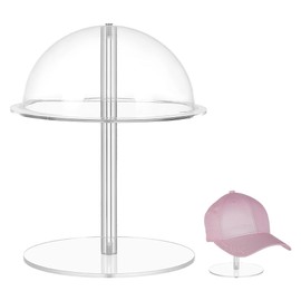 PH PandaHall Hat Display Stands 7.8 inch Wig Display Rack Hat Holder Stand Clear Domed Baseball Cap Rack Stand Helmet Organizer Cowboy Wig Head Counter Stands for Closet Vendors Salons