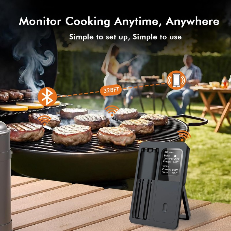 Wireless Bluetooth Smart Meat Thermometer: Standalone Base, Smart Thermometer with
