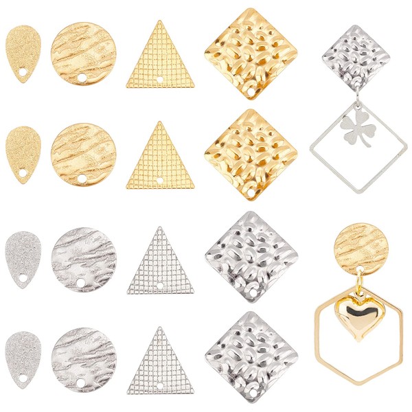 DICOSMETIC 32 Pieces 4 Styles 2 Colours Stainless Steel Stud