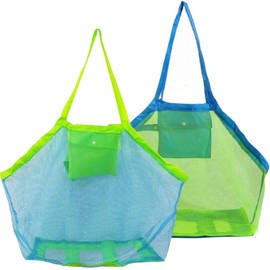 2 Bolsa de Playa de Malla, Bolso de playa y Bolso de Mano de Malla Bolsa de Almacenamiento de Organizador de Juguete, Olsa de Almacenamiento de Juguetes de Playa