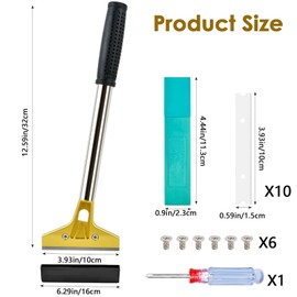 AMSGANK Tapetenentferner mit 10 Klingen, 4'' Tapetenschaber mit Gummigriff Schaber Werkzeug Glasschaber Farbschaber zum Entfernen von Tapeten und Bodenfliesen-Kleber, Farbe, Abziehbilder