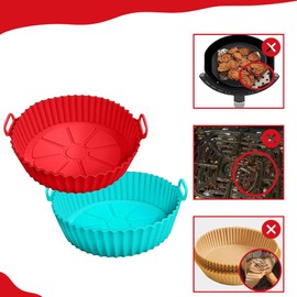 Solala - Juego de 2 forros de silicona para freidora de aire de 5 cuartos o más grande (rojo + azul)
