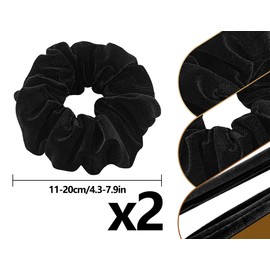 Emezddo 2 Stück Haargummi,Dickes Scrunchies,Samt Haarband,Elastisch Weich Headband,Mode Stirnband,Niedlich Haarschmuck,für Lange Oder Lockige Haare Frauen Mädchen(Schwarz)