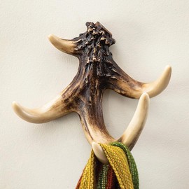BLACK FOREST DECOR Antler Wall Hook – Hand-Painted Resin Wall Hook with Rugged Style, 7" x 4.75" x 7"