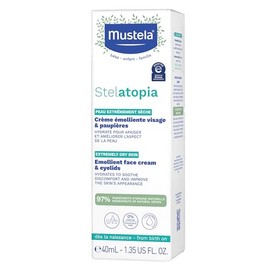 Mustela Stelatopia Emollient Face Cream, for Eczema-Prone Baby Skin, Fragrance-Free, with Natural Avocado Perseose and Ceramides, 1.35 Ounce