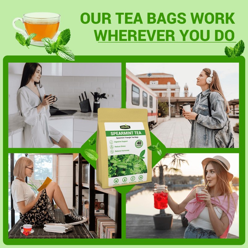 Spearmint Leaf Herbal Tea - Caffeine Free, 40 Tea Bags