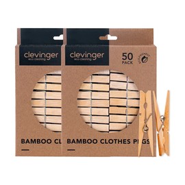 Clevinger 100pcs Clothes Pegs, 7.2CM Large Clothes Pins, Heavy Duty Bamboo Wooden Clothes Pegs Clips Clips Clothespins for Hanging Clothes Pictures Outdoor (2Pack-100PCS)