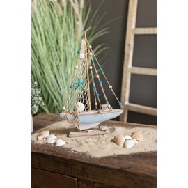 Wooden Sailing Boat 25 x 38 cm Sea Decoration Mediterranean Table Decoration Maritime