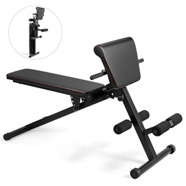 DORTALA Foldable Multi-functional Stretching Bench, Adjustable Sit-up Abdominal Muscle Plate Strength Training Chair w/Adjustable Height, Suitable for Whole Body Exercise (Black)