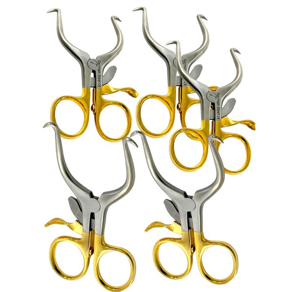 Peiatric Gelpi Retractor 3.5" Self-Retaining with Lock Ratcheting Mechanism Gold