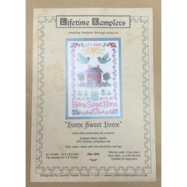Mini 'Home Sweet Home Sampler' - Complete Cross Stitch kit on 14 aida with Clear Colour Chart, Great for Beginners