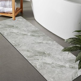 LITA-Bath Rug Custom Size-Rubber Non Slip Quick Dry Super Absorbent Thin Rugs Fit Under Door-Washable Bathroom Floor Mats for in Front of Bathtub,Shower Room,Sink, Light Gray Marble, 1' x 10'