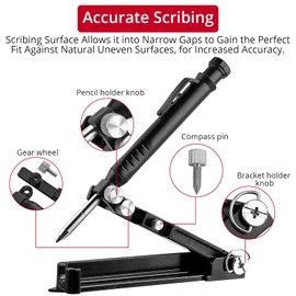 XUNTOP Tracer Pencil, Aluminum Alloy Scribing Tool with over 15 Marking Applications and Multiple Adjustable Shapes, Multi-function Tracer Pencil for Tiling and Paving Stud Walls Gables
