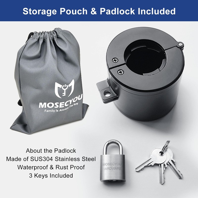 MOSECYOU Door Knob Locking Cover with Padlock, Heavy Duty All