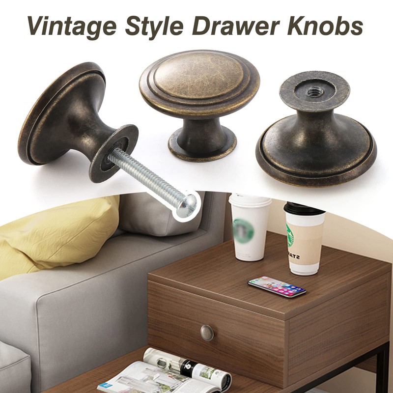 TsunNee 12PCS Vintage Cabinet Knobs Bronze Drawer Knobs, Antique Style