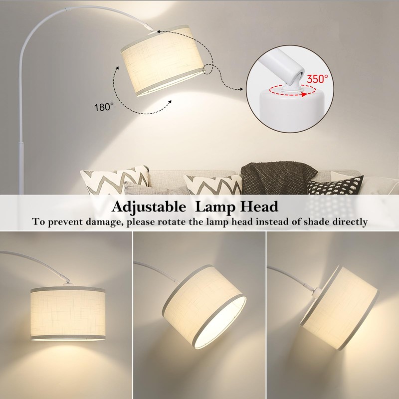 White Arc Floor Lamp, Modern Floor Lamp for Living Room