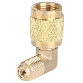 Zerodis R410 Adapter, Male Thread 1/4 to Female Thread 5/16 90Â°Adapter Connector Cooler for Mini Split Air Conditioners