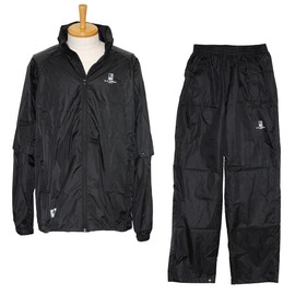 LEZAX U.S. Athletes Rainwear Top and Bottom Set, Men's, USRW-8577, Black, L