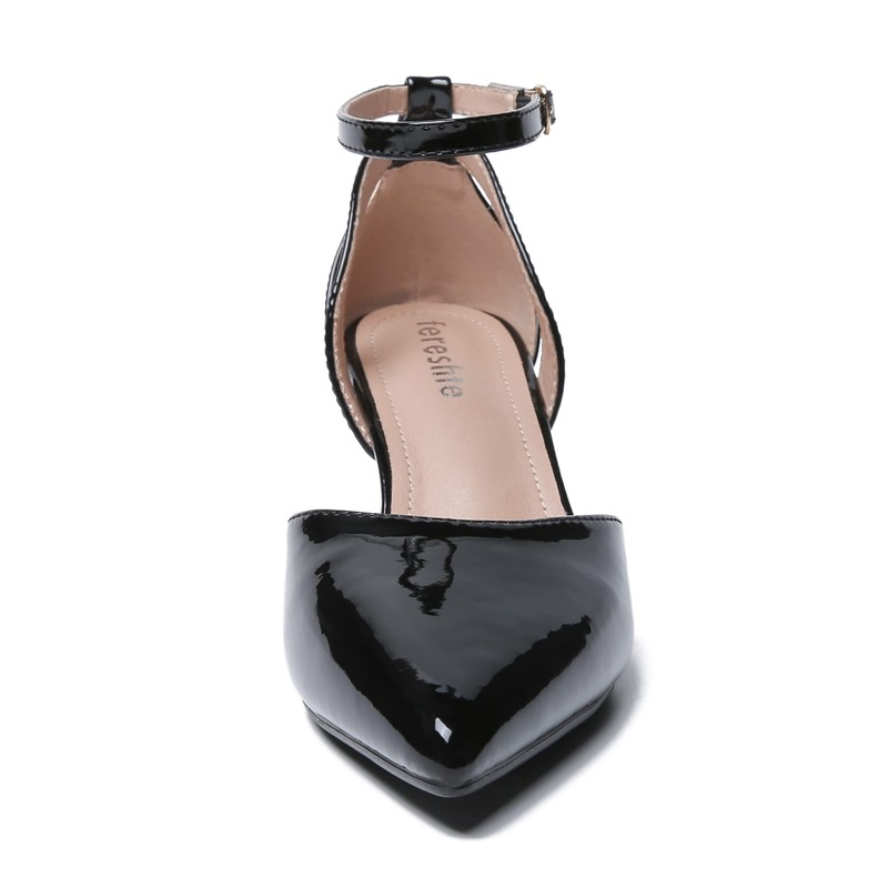 fereshte Women's Closed Pointed Toe Heels Ankle Strap Hollow Out