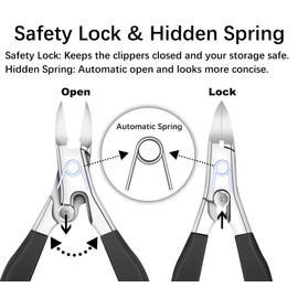 Nail Clippers for Thick Nail & Ingrown Toenails, Toenail Clippers for Men, Women, Seniors, Heavy-Duty Toenail Cutter with Safety Lock and Sharp Curved Blade - Black