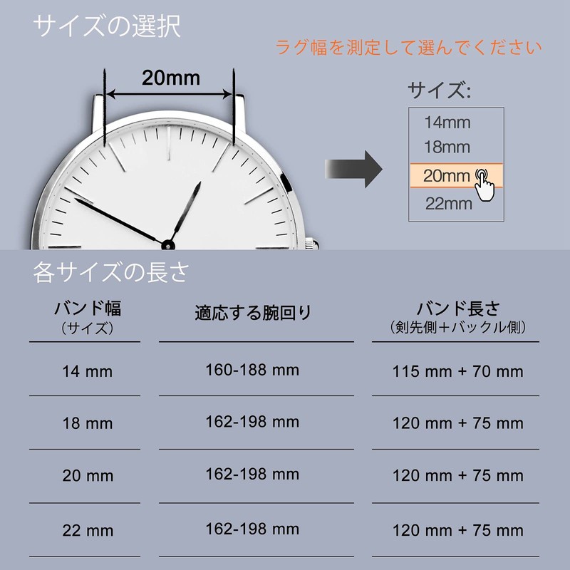 [WOCCI] Watch Replacement Band 0.55, 0.7, 0.79, 0.87, 0.9 inches