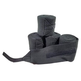 Big Black Horse Fleece Polo Leg Wraps - Black- Set of 4 (Pony)