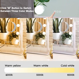 BWLLNI Lighted Makeup Mirror Hollywood Mirror Vanity Mirror with Lights, Touch Control Design 3 Colors Dimable LED Bulbs, Detachable 10X Magnification, 360°Rotation, (White) 12" L x 14" W