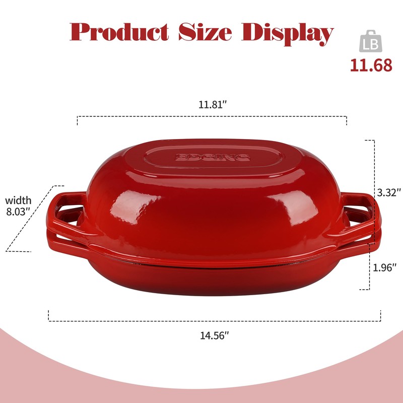 EDGING CASTING Enameled Cast Iron Oval Dutch Oven Pot with