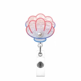 Shell Badge Reel,Fun Acrylic Badge for ID Card,Cute Telescoping Retractable Badge Holder Alligator Clip Accessories for Nurse,Medical Worker,Nursing Student,Teacher