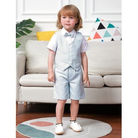 mintgreen Baby Boy Suit Outfit, Wedding Christening Short Sleeve Clothes, Light Blue, 18-24 Months