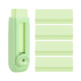 4+1Pack Rubber Erasers Sliding Retractable Eraser, Assorted Soft Colors Pastel Erasers Push Pull Aesthetic with for Students Kids, School Office Home Supplies (Green)