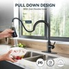 FORIOUS Black LED Kitchen Faucet with Pull Down Sprayer, High