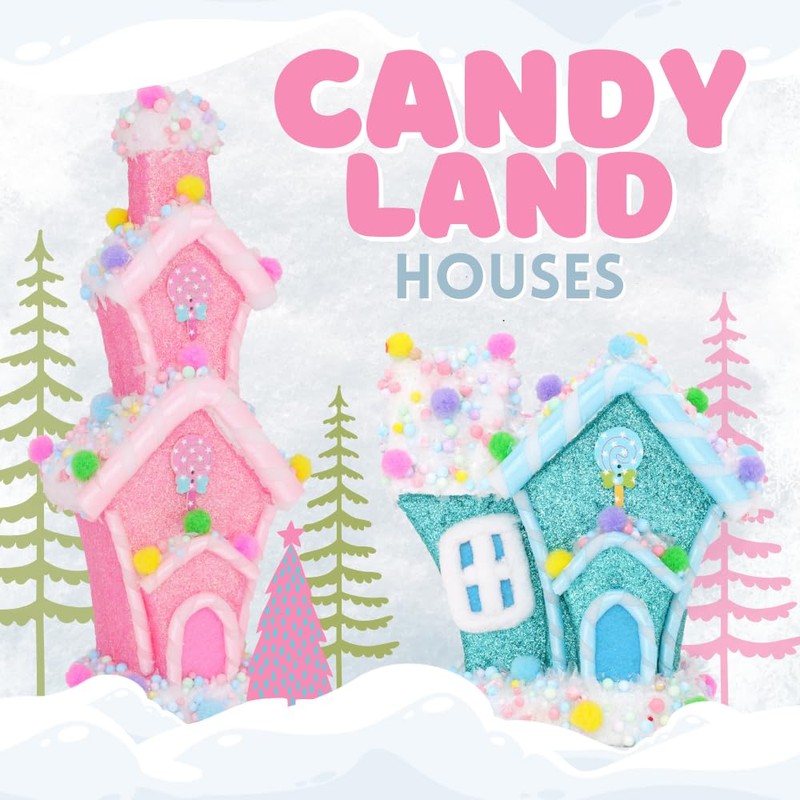 Christmas Concepts® 26cm (10") Pink Glitter Whoville Decorated Candy House