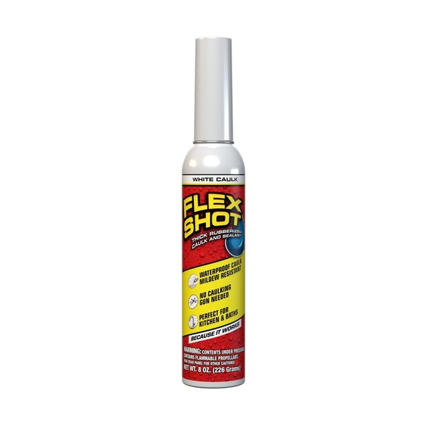 Flex Shot Rubber Adhesive Sealant Caulk, 8-oz, White | Flex
