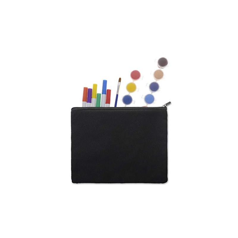Aspire 6-Pack Black 12oz Cotton Canvas Zipper Bags Pen/Pencil Cases
