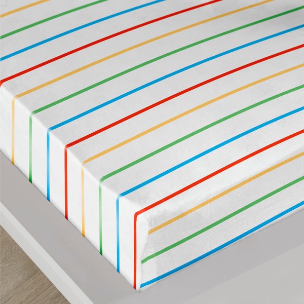 Bedlam - Rainbow Striped Bed Sheet - Single Fitted Sheet