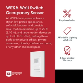 Lithonia Lighting SensorSwitch Wall Mount Motion Sensor Switch, Passive Infrared Wall Switch and Occupancy Sensor, WSXA Series, Single Relay, White (WSXA WH)