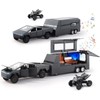 Alloy Diecast Truck Toy with RV Motorcycle, 3-in-1 Pickup Trail