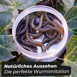 Trout Master Dendrobaena Realistic Imitation Worm Bait Made of TPE Material with Garlic Flavour, Ideal for Successful Trout Fishing. (Natural)