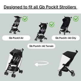 Rain Cover for gb Pockit+ All-Terrain, Pockit+ All-City, and Pockit Air Strollers by SASHA'S [Weather Shield, Custom Fit, Made in USA]
