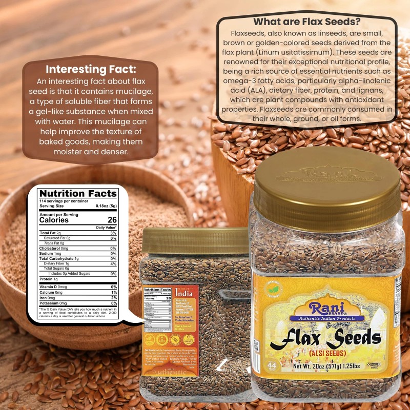 Rani Flax Seeds Whole Raw (Alsi, Linum usitatissimum) 20oz (567g)