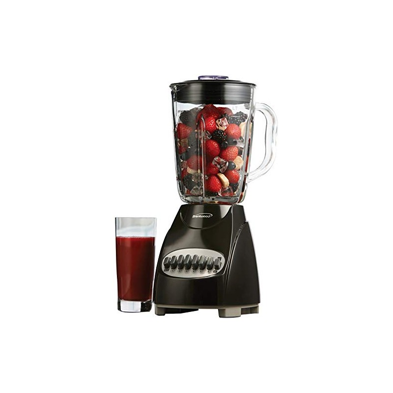 Brentwood JB-920B 12-Speed + Pulse Blender with Glass Jar, Black