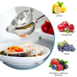 Lemon Squeezer Hand Press Stainless Steel Set, Manual Citrus Juicer with Zester Ripper, Cocktail Pestle, Stainless Steel Cocktail Spoon, Lime Press Set, Lemon Squeezer for Lemons, Orange Squeezer for