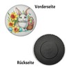 Easter Bunny Next to Easter Basket Magnet Round Spring Easter