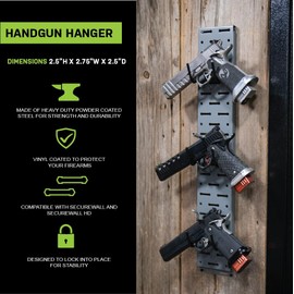 Lockdown SecureWall Handgun Hanger with Strong Powder Coated Metal and Durable Vinyl Finish for Pistol Organization, Handgun Storage and Gun Vault Security