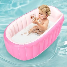 Inflatable Baby Bathtub,OIF Portable Kid Infant Toddler Thick Soft Cushion Air Swimming Pool Central Seat