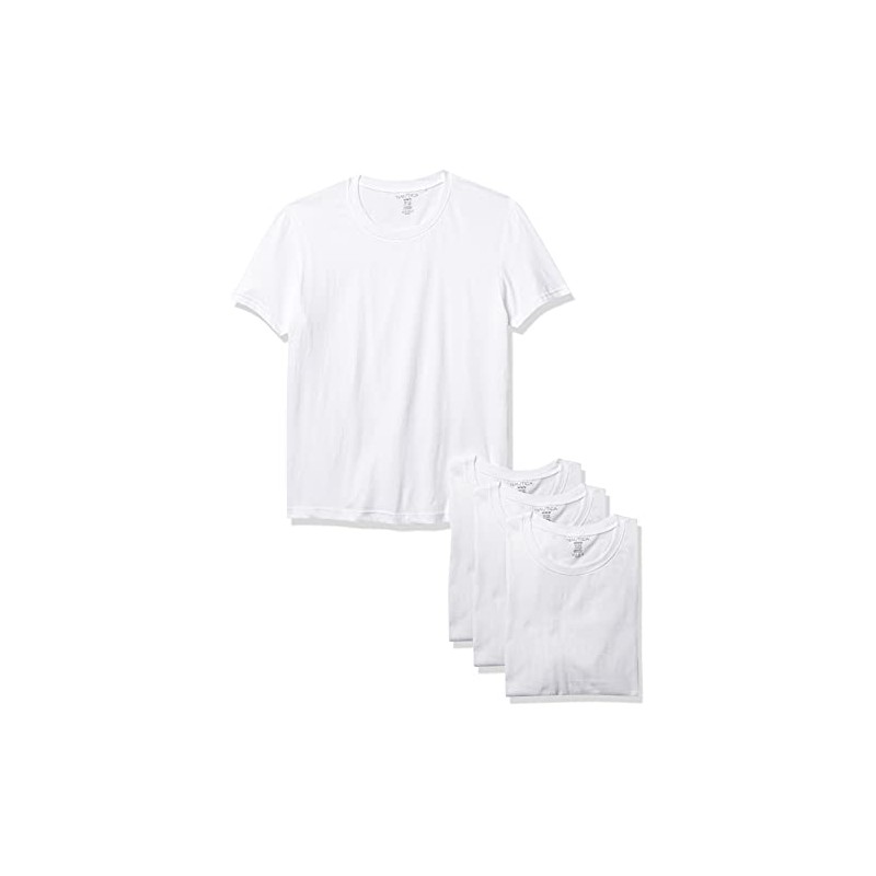 Nautica Men's 4 Pack Cotton Crew Neck T-Shirts, White, Medium
