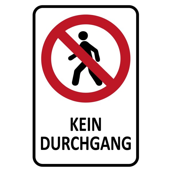 Tin Sign 20 x 30 cm Achtung Kein Durchgang Verboten