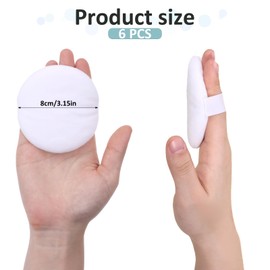 6 Pcs Powder Puff 3.15 Inch Powder Puff for Body Powder Large Ultra Soft Velour Body Powder Puff Round Velour Powder Puff with Ribbon Loose Powder Puff for Woman Gril Make up (White)